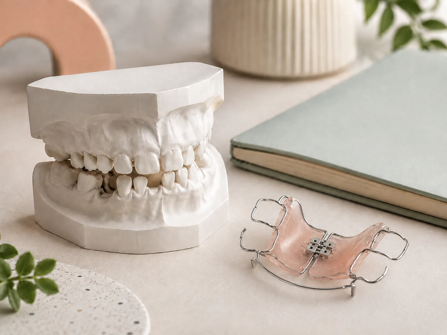 A no-person dental still-life image for pediatric early orthodontic signs.