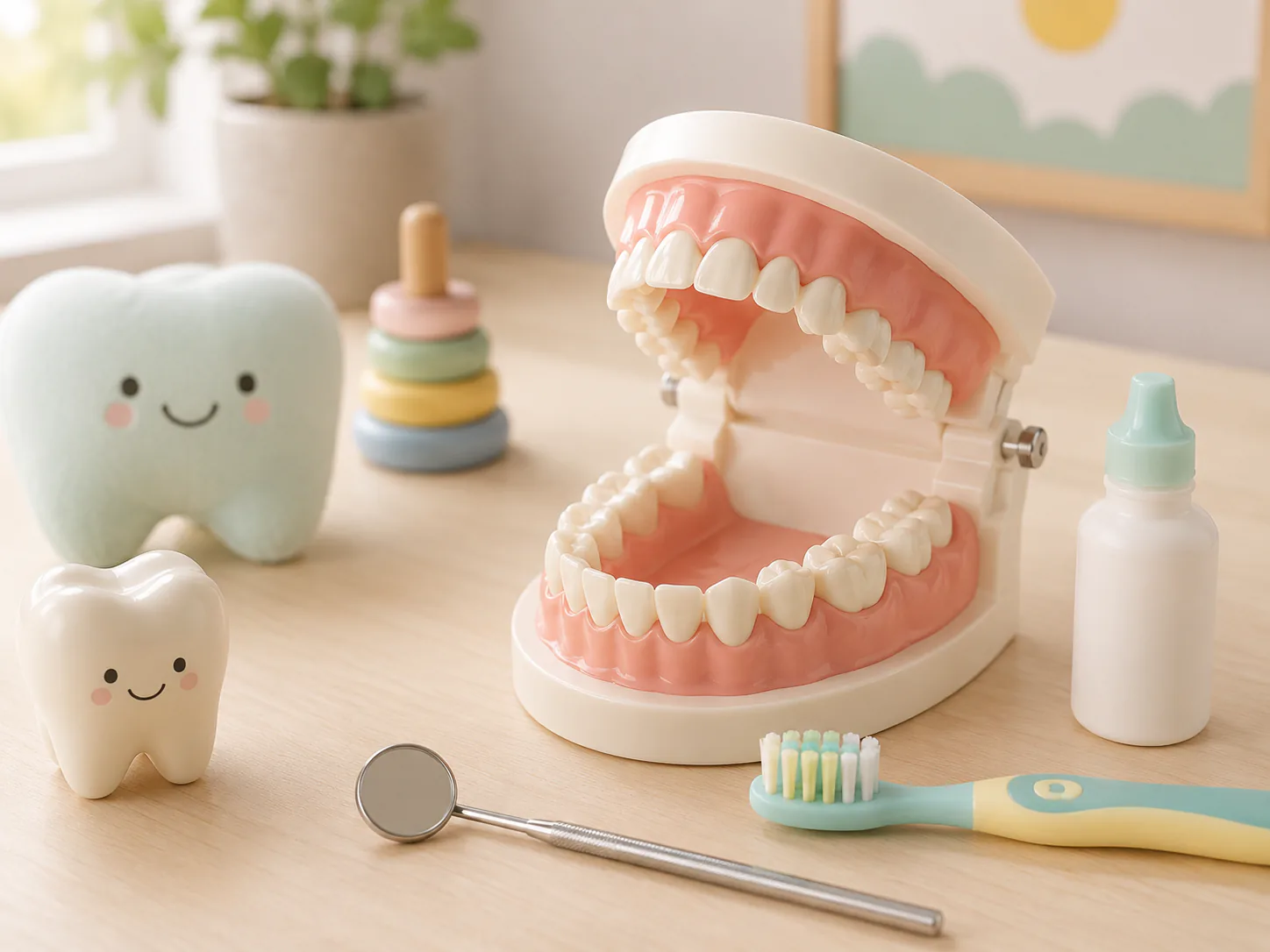 A no-person dental still-life image for children caries sealant fluoride.