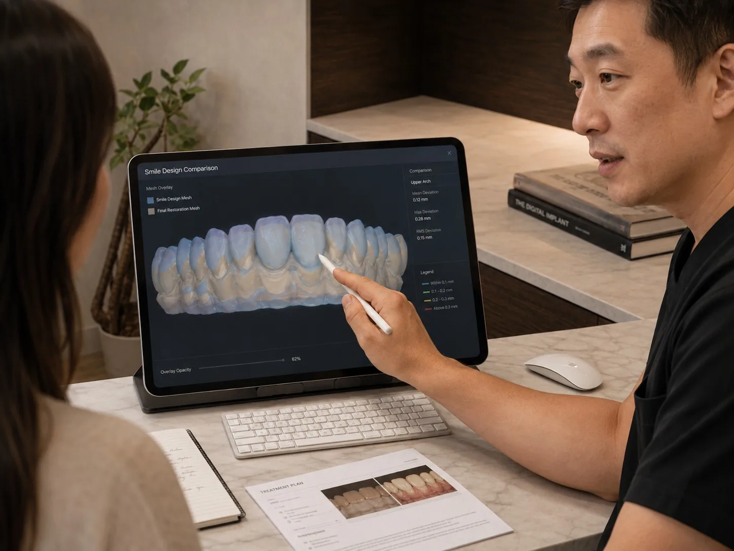 设计 mesh 与最终修复叠加比较